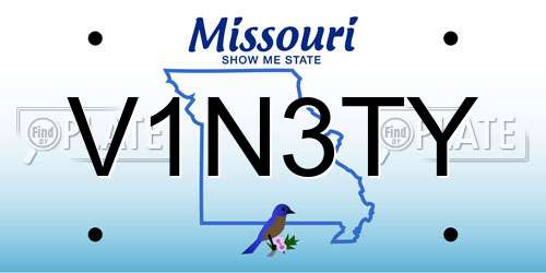 V1N3TY Missouri License Plate