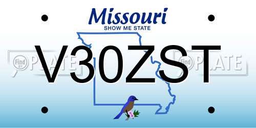 V30ZST Missouri License Plate