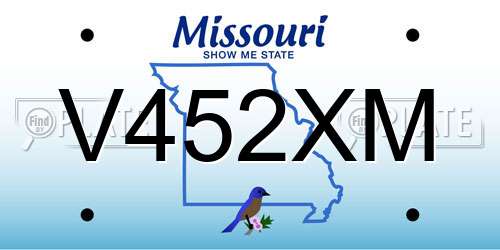 V452XM Missouri License Plate