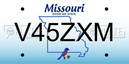 V45ZXM Missouri License Plate