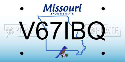 V67IBQ Missouri License Plate