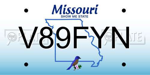 V89FYN Missouri License Plate