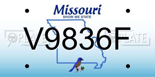 V9836F Missouri License Plate
