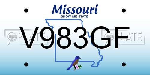 V983GF Missouri License Plate