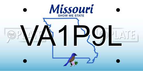 VA1P9L Missouri License Plate