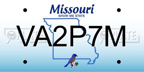 VA2P7M Missouri License Plate