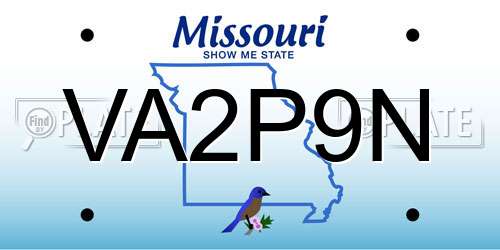 VA2P9N Missouri License Plate