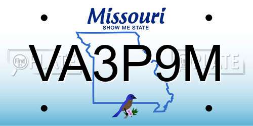 VA3P9M Missouri License Plate