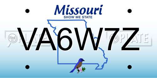 VA6W7Z Missouri License Plate