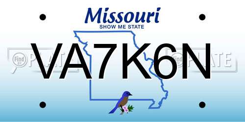 VA7K6N Missouri License Plate