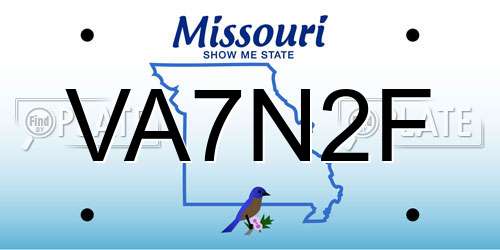 VA7N2F Missouri License Plate