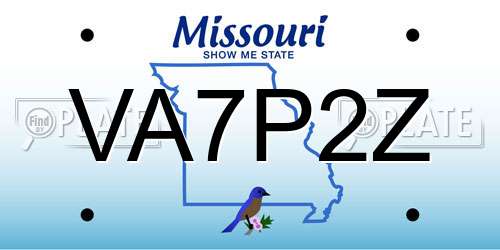 VA7P2Z Missouri License Plate