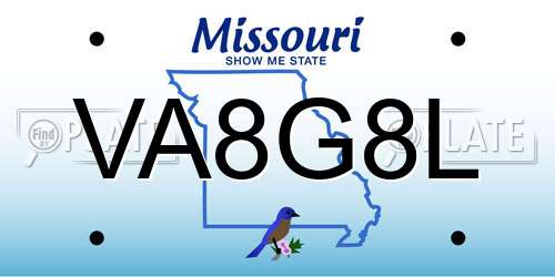 VA8G8L Missouri License Plate