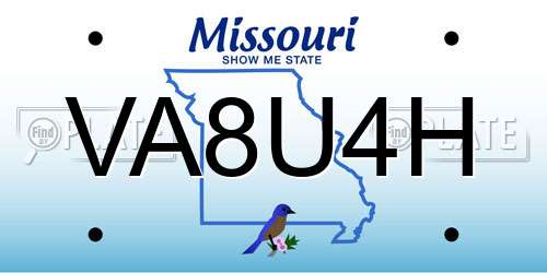 VA8U4H Missouri License Plate