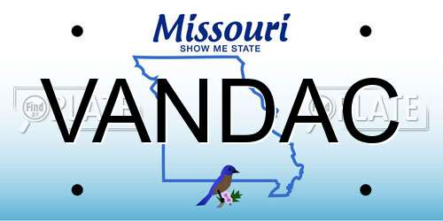 VANDAC Missouri License Plate