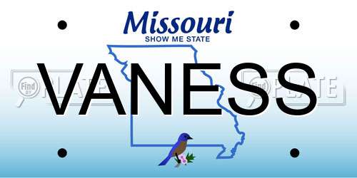 VANESS Missouri License Plate