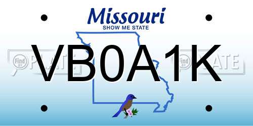 VB0A1K Missouri License Plate