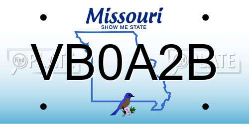 VB0A2B Missouri License Plate