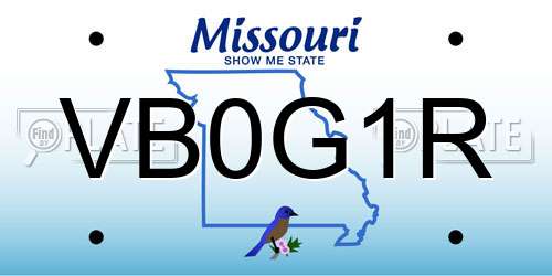 VB0G1R Missouri License Plate