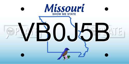 VB0J5B Missouri License Plate
