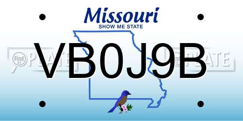 VB0J9B Missouri License Plate