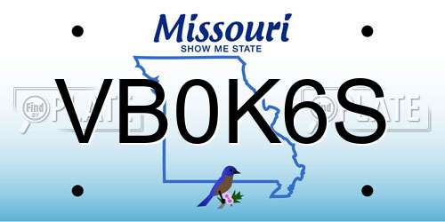 VB0K6S Missouri License Plate