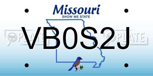 VB0S2J Missouri License Plate