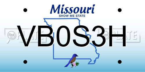 VB0S3H Missouri License Plate