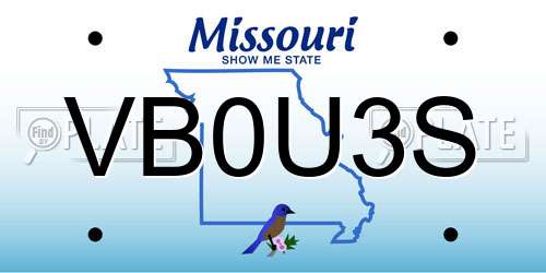 VB0U3S Missouri License Plate