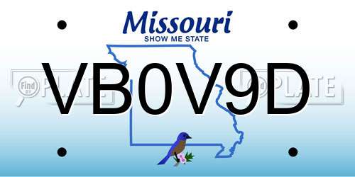 VB0V9D Missouri License Plate