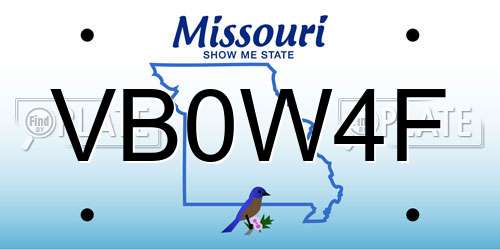 VB0W4F Missouri License Plate