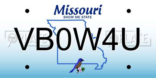 VB0W4U Missouri License Plate