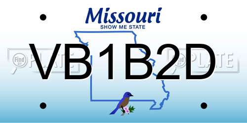 VB1B2D Missouri License Plate