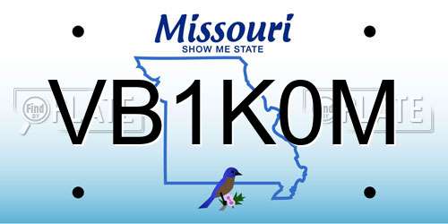VB1K0M Missouri License Plate