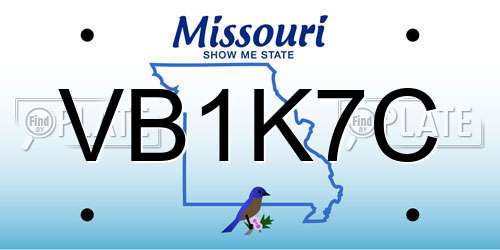 VB1K7C Missouri License Plate