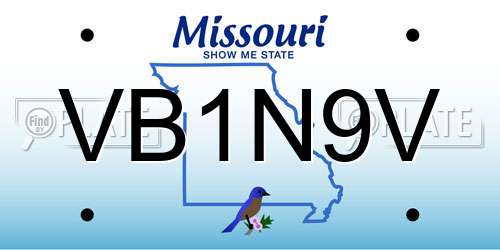 VB1N9V Missouri License Plate
