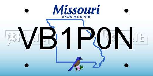 VB1P0N Missouri License Plate