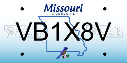 VB1X8V Missouri License Plate