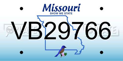 VB29766 Missouri License Plate