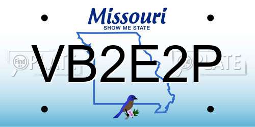 VB2E2P Missouri License Plate