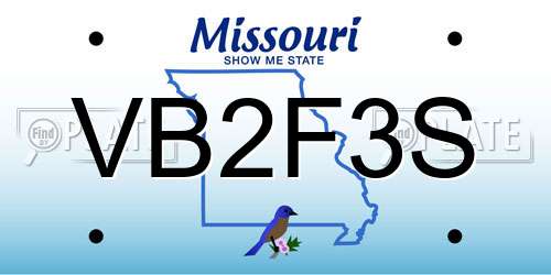 VB2F3S Missouri License Plate