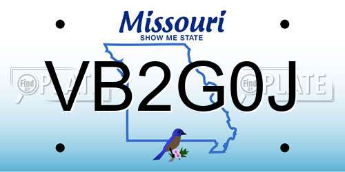 VB2G0J Missouri License Plate