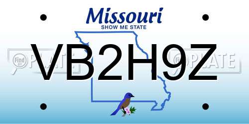 VB2H9Z Missouri License Plate