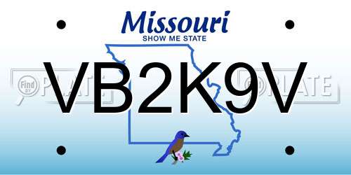 VB2K9V Missouri License Plate