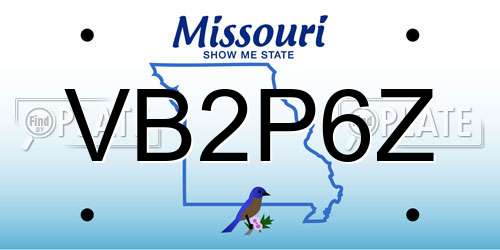 VB2P6Z Missouri License Plate