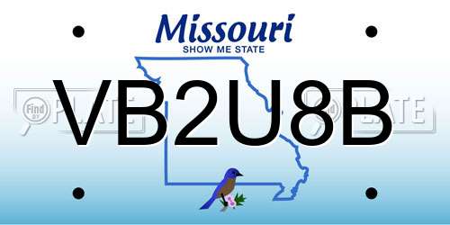 VB2U8B Missouri License Plate