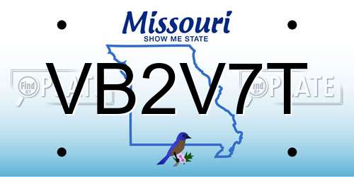 VB2V7T Missouri License Plate