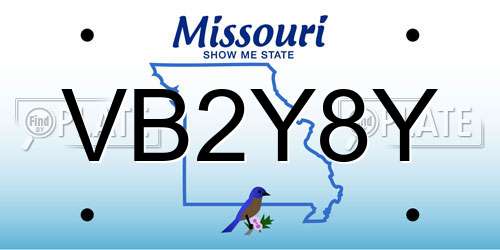 VB2Y8Y Missouri License Plate