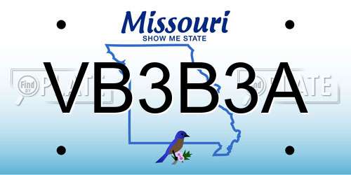 VB3B3A Missouri License Plate