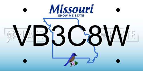 VB3C8W Missouri License Plate